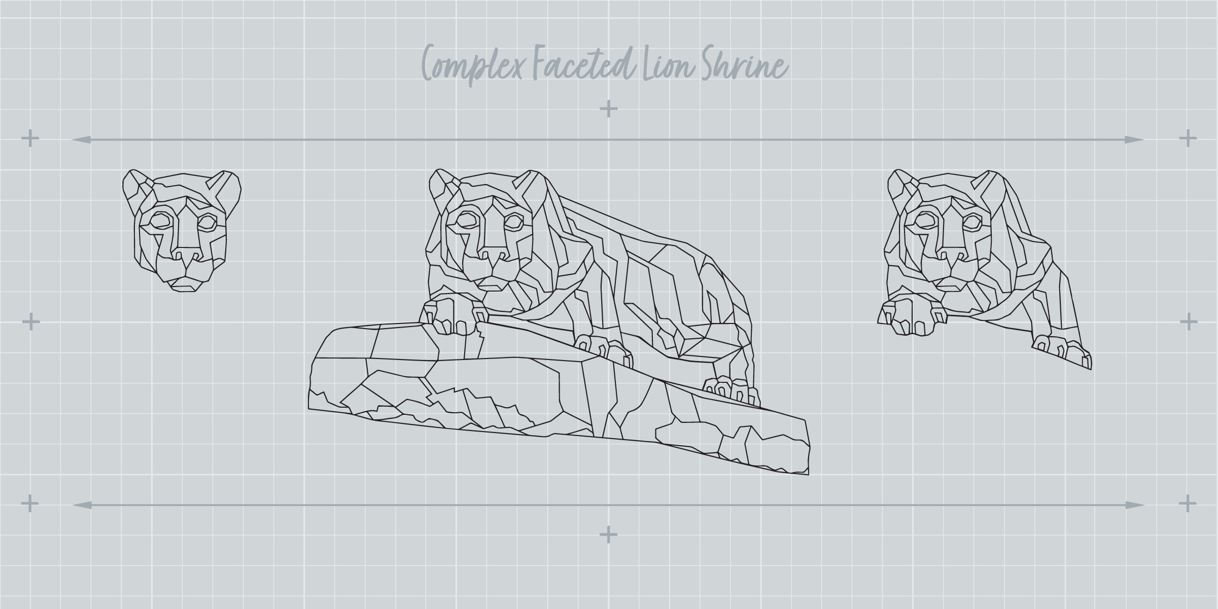 a collection of the Complex Faceted Lion Shrine illustrations