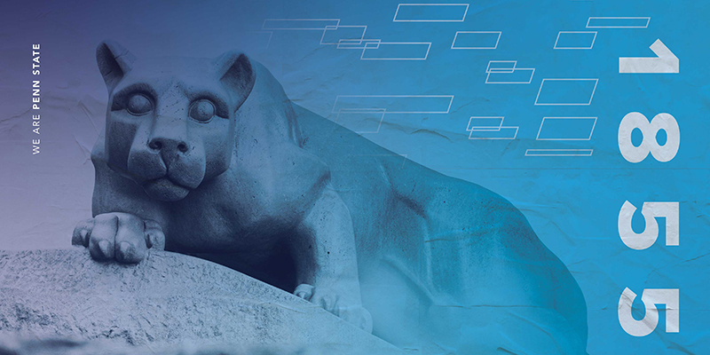 Nittany Lion Shrine with blue color overlay