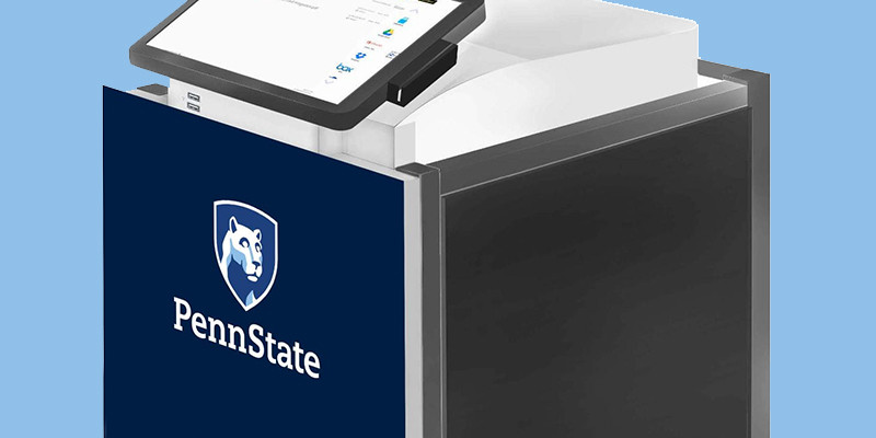 Penn State vertical mark applied to the side of an office printer