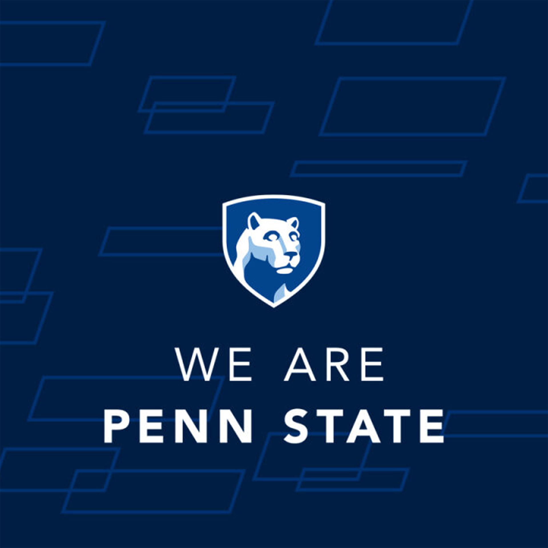 We Are Penn State logo over dark blue background