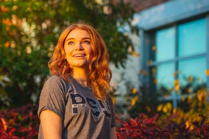 Penn State Female Student Poses During Sunset.