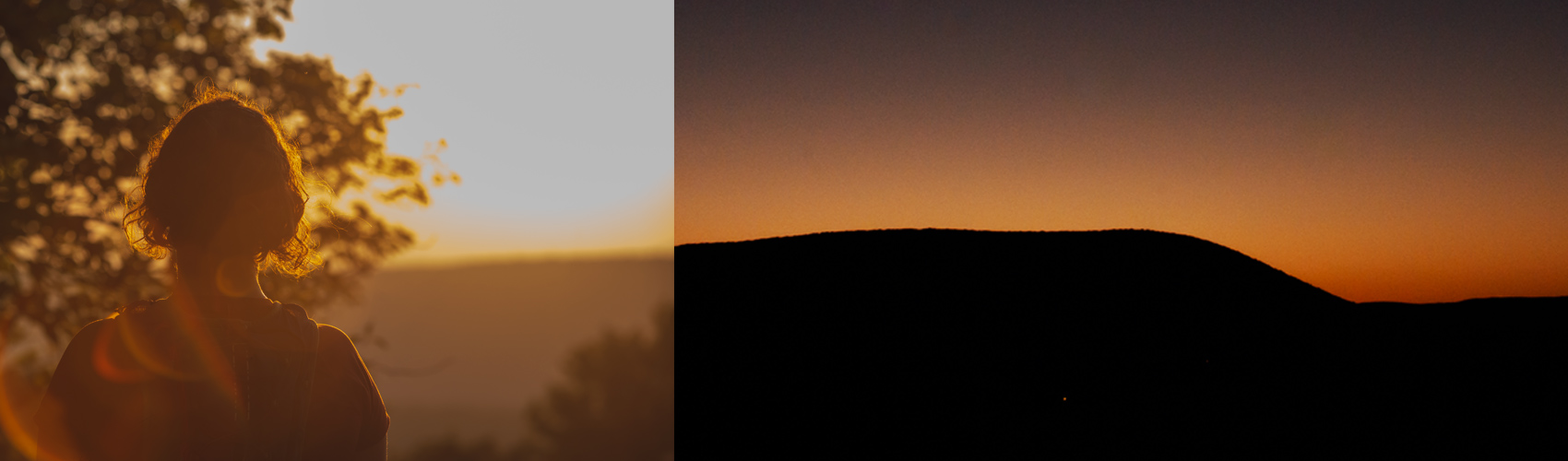 woman looking towards sunrise and sunset on mount nittany